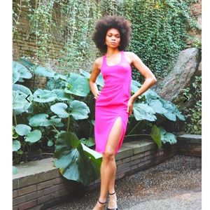 Jay Godfrey Encore Midi Dress - Neon Fuchsia